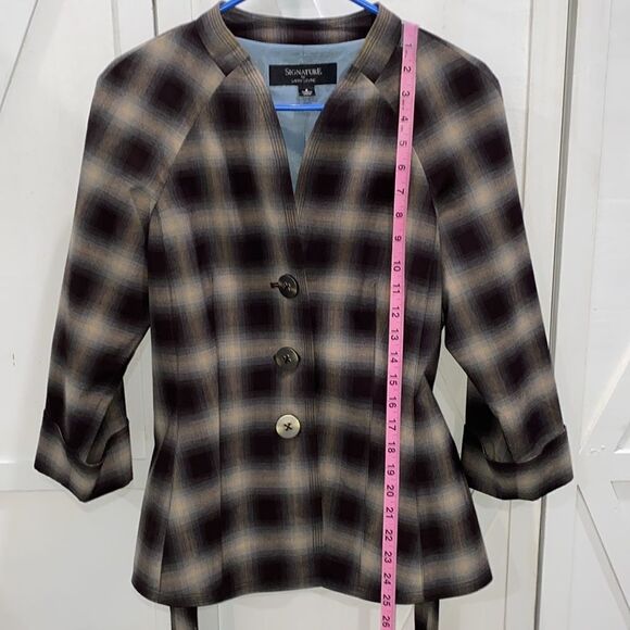 Signature By Larry Levine Plaid Blazer Fully Lined Size 8 - Picture 7 of 10